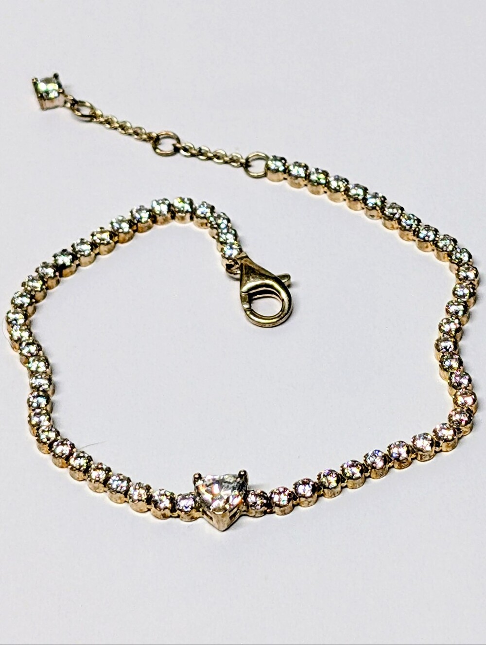 Pandora Sterling Silver Cubic Zirconia Heart Tennis Bracelet